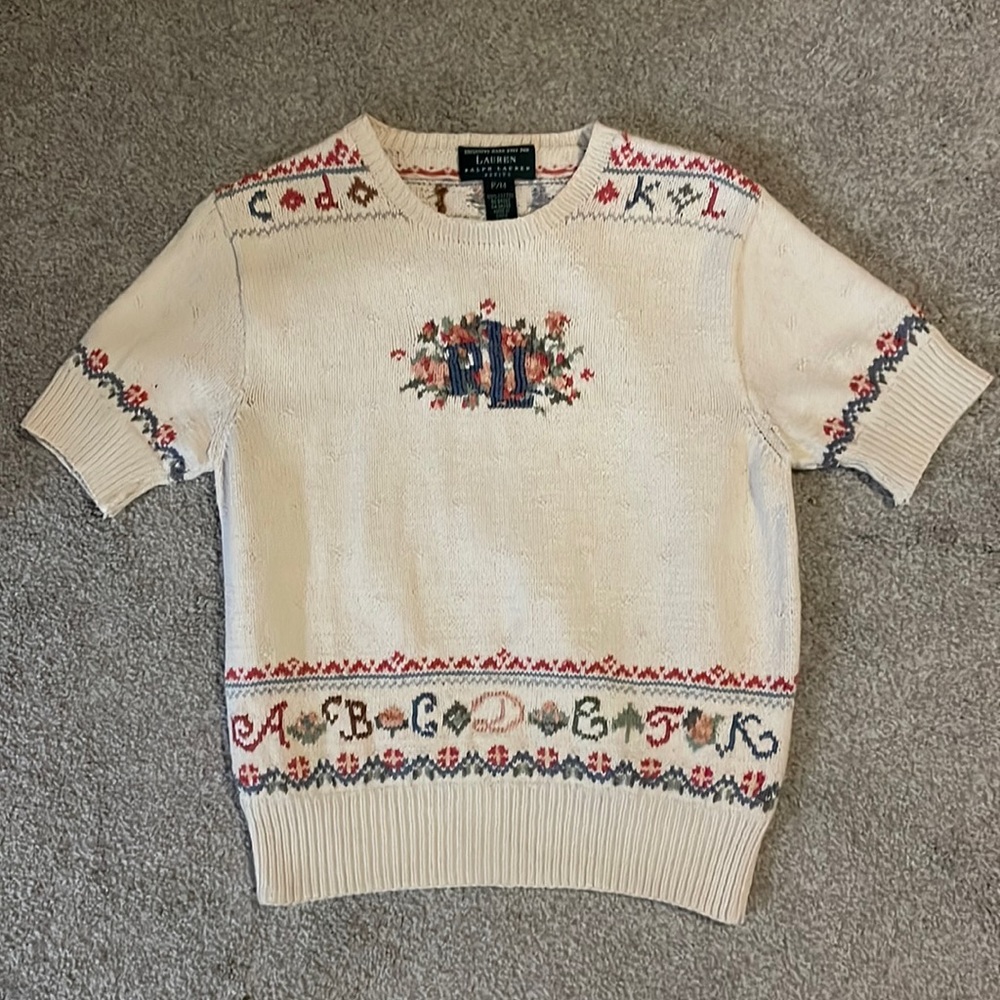 Vintage Ralph Lauren hand knit short sleeve sweater